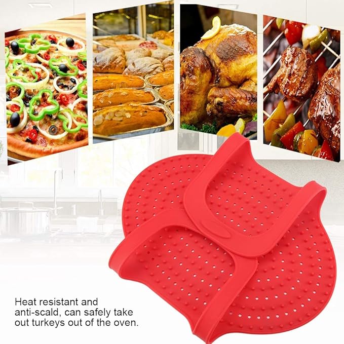 Silicone Turkey Lifter, Reusable Heat Resistant Non Stick Poultry Lifter Turkey Roasting Sling Oven Baking Mat for Home Cooking, 23.2 x 12.4 in