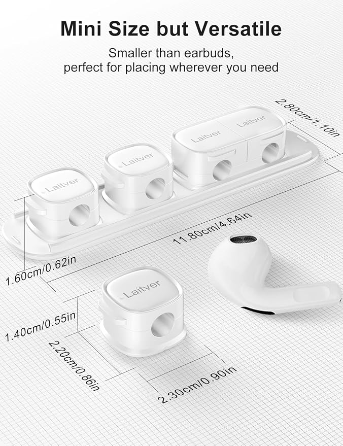 6 Pack Magnetic Cable Clips [1s Open/Lock], Cord Organizer Holder | Strong Adhesive Desk Cable Management- Organize Charging Cords Neatly for Home, Office, Car,Desk, Nightstand