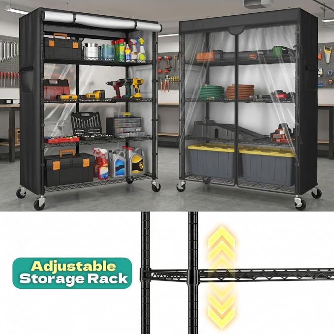 Wire Shelving Unit with 600D Oxford Cover & Wheels, 36"x18"x72" | 5-Tier Heavy Duty Rolling Storage Shelves, Storage Rack Wire Shelf for Kitchen Pantry, Garage, Basement & Warehouse