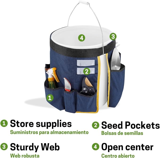 Bucket Tool Organizer, 5 Gallon Garden Tool Bucket Organizer, Bucket Tool Caddy Organization for Garden, Construction, Carpenter, Electrician, Builder