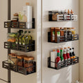 SETBAOO 6 Pack Magnetic Spice Rack for Refrigerator Set, Black Magnetic Shelf and Fridge Kitchen Cabinet Organizers Storage Seasoning Organization Mini Shelves.