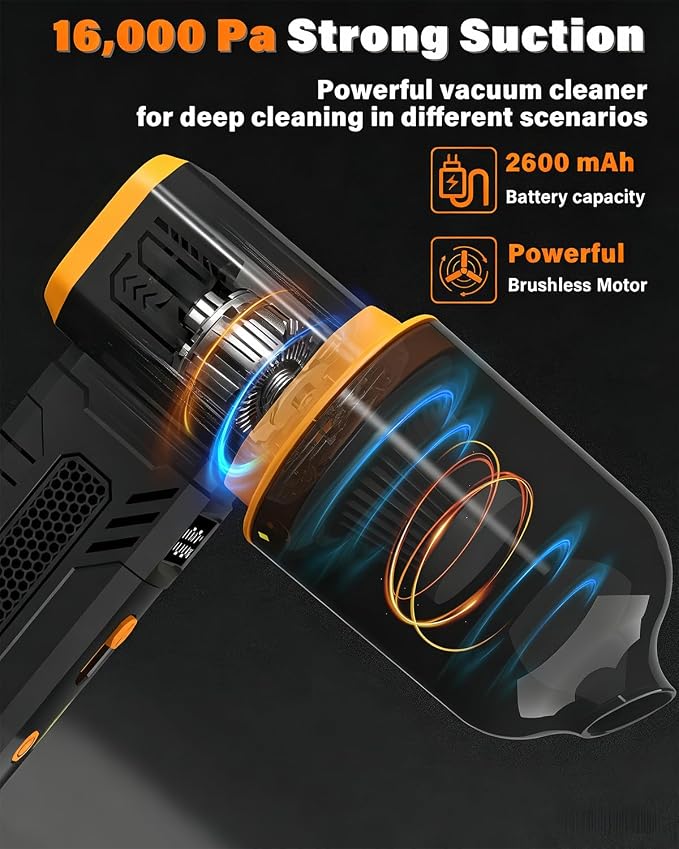 FT08 Compressed Air Duster, 1-10 Stepless Speed Adjustable | Powerful Electric Dust Blower with Display , 130000RPM Brushless Motor, Jet Fan for Keyboard PC Car Outdoor, Black, 2-in-1