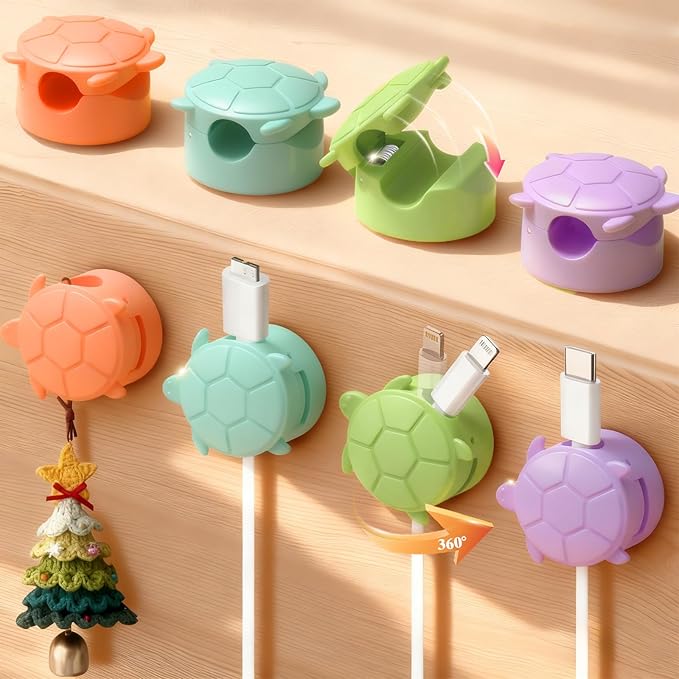 Lancord 8 Pack Rotatable Cable Clips, Cord Organizer Spring Clip Cord Holder for Nightstand Cable Holders for Cords, Dorm Room Essentials Cable Organizers Cable Management for Desk Office Car Wall