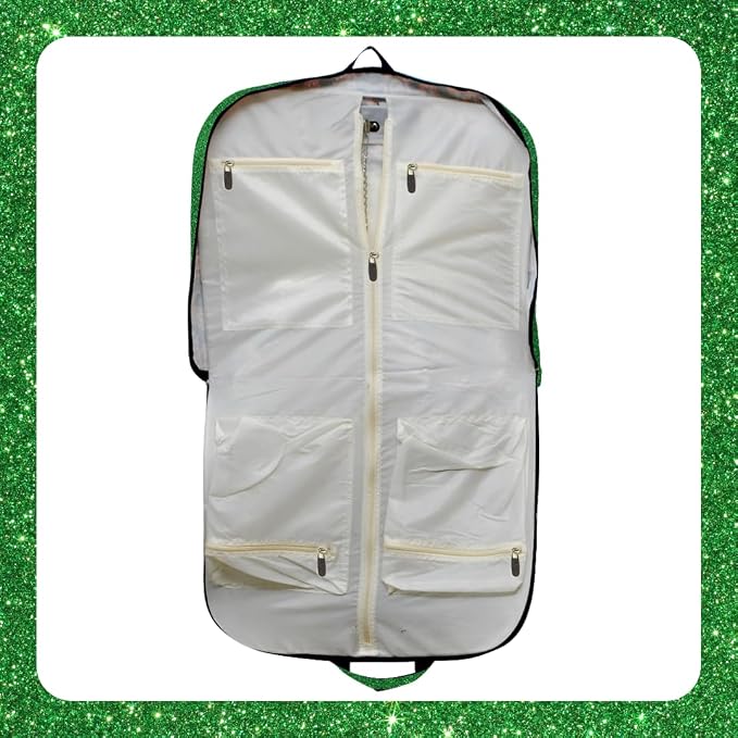 NGIL Glitter Travel Hanging Garment Bag (Glitter-Green) | Garment Bag for Girls, Cheer Travel Bag, Dance Competition Bag, Cheer Dance Competition, Beauty Pageant