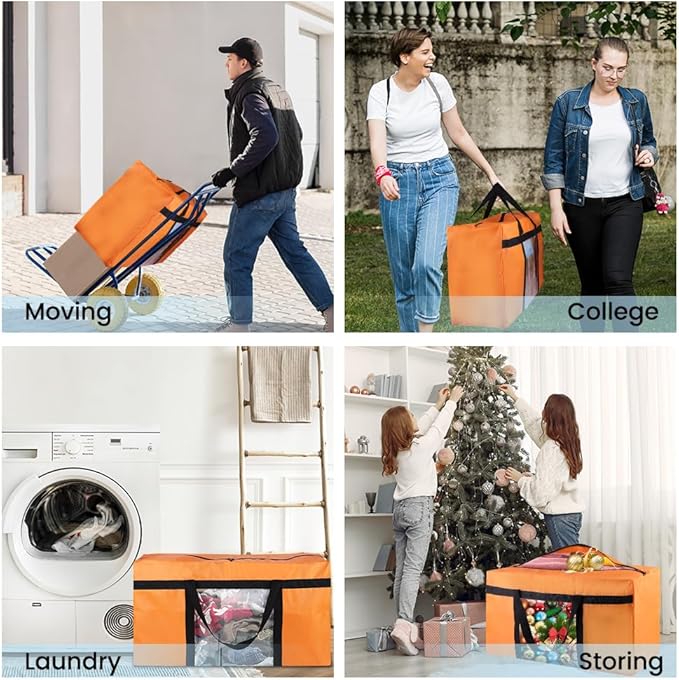 CIVJET 6 Pack Moving Bags Heavy Duty Extra Large, Moving Supplies&Boxes with Reinforced Zippers and Handles, College Clear Packing Bags for Moving Clothes, Storage Bags Moving Totes Camping Essentials