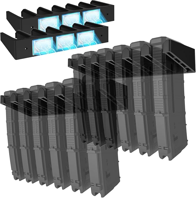 Solid ABS 6X Standard PMAG Wall Mount, Mag Holder, Home Magazine Storage Rack