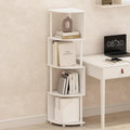Furinno Basic Book Shelf, 4-Tier Bookshelf, Bookcase with Zigzag Corner Shelf, 14.2 x 14.2 x 57.7, for Living Room, Bedroom, Home Office, White/White