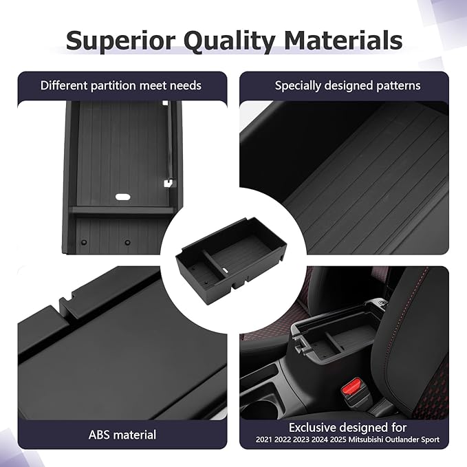 LUWU Center Console Organizer Compatible with 2021 2022 2023 2024 2025 Mitsubishi Outlander Sport Accessories Armrest Storage Box Glove Organizer Tray ABS Material [NOT for 2025 Outlander PHEV&Gas]