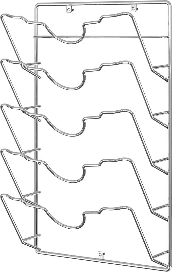 Simple Houseware Wall Door Mounted Pot Lid Rack Organizer, Chrome Finish | 9.5" W x 4.5" D x 17.2" H Shelf