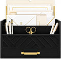 BLU MONACO | Wooden Mail Organizer with Drawer and Gold Handle | Mail Sorter Organizer Countertop for Desk | Outgoing Mail Holder and Letter Sorter for Desk Storage