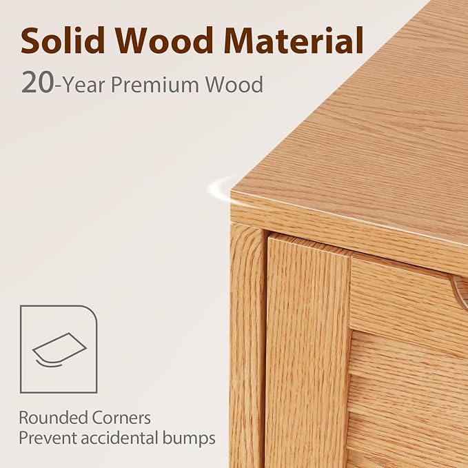 WoodsWhisper Solid Wood Shoe Cabinet for Entryway with 3 Flip Drawers, Narrow Shoe Organizer with Breathable Slatted Doors, Freestanding Hidden Shoe Rack for Hallway(Natural, 39" W)