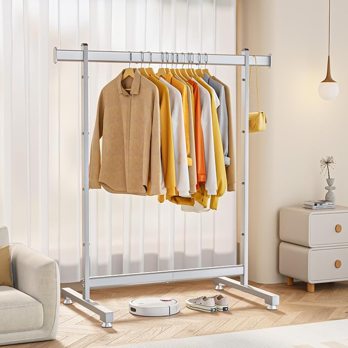 Wiracks Heavy Duty Clothes Rack for Hanging Clothes Clothing Rack 300LBS Portable Clothes Rack 45" L*15" W*66" H Thickened and Widened elliptical Tubes (Silver)