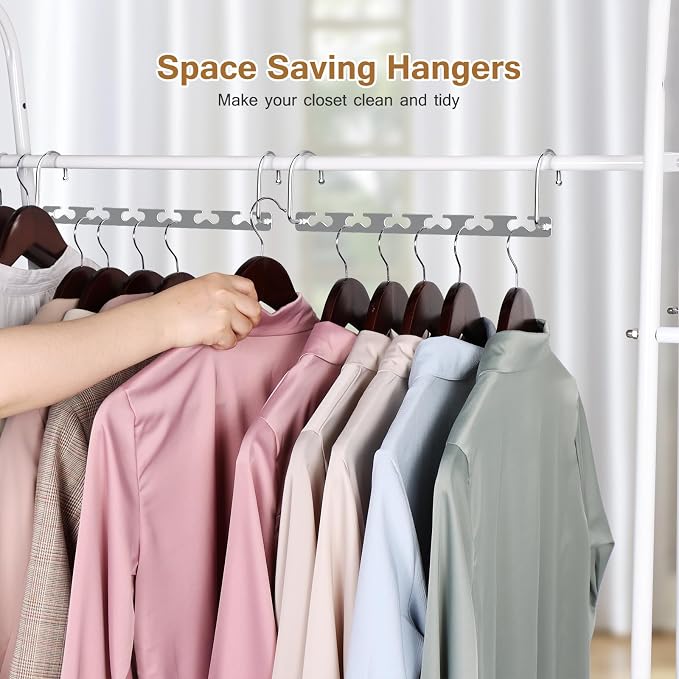 Space Saving Hangers for Clothes 20 Pack, Sturdy Metal Hangers Wardrobe Organizer, Magic Cascading Hanger, Closet Space Saver Closet Organizers and Storage