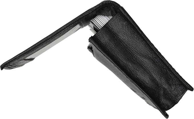 Genuine Leather Expandable Credit Card Outside Id Business Card Holder Wallet 070BK