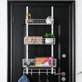OYEAL 3-Tier Over the Door Hooks Organizer Metal Door Back Baskets | Heavy Duty Hanging Door Storage Organizer with 3 Baskets, 5 Hooks for Kitchen, Bathroom, Office, White