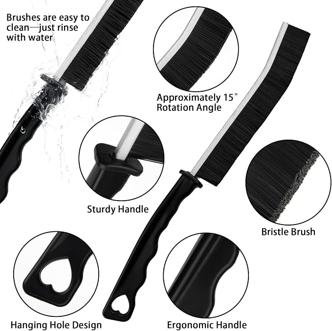 2pcs Hard Bristle Crevice Brush, Gap & Grout Cleaner, Tile & Kitchen Window Bathroom Crevice Cleaning Tool
