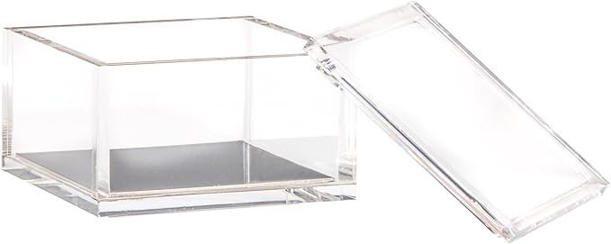 OfficeGoods Acrylic Desk Organizer w/Silver Base – Functional & Elegant Odds & Ends Box for Display or Storage – Perfect for Home or Office, Kitchen, Bathroom Vanity, Curio Display - Small