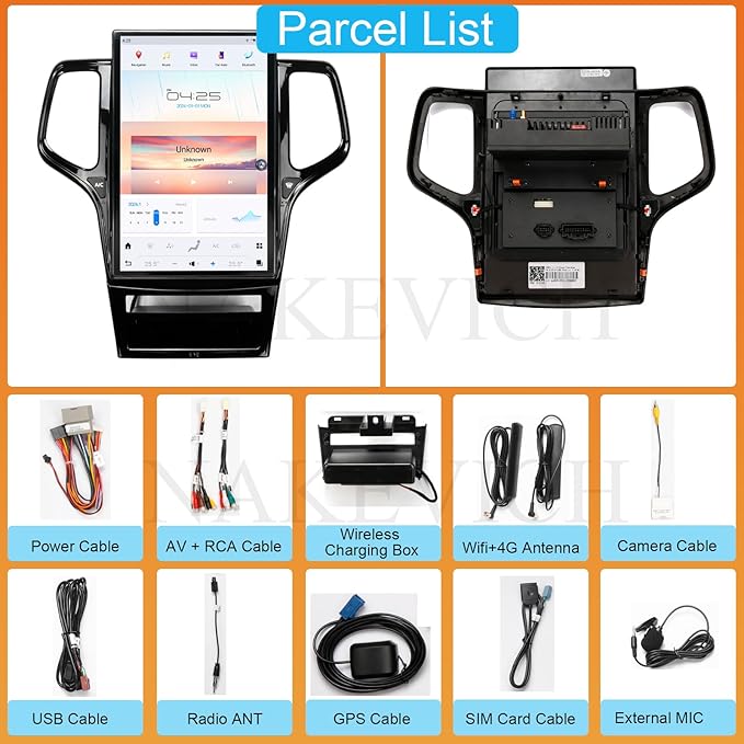 14.4 Inch Qualcomm Android 11 Car Radio for Jeep Grand Cherokee 2011-2013 Stereo Replace Tesla Style IPS Touch Screen Android Auto GPS Navigation Head Unit Multimedia Player