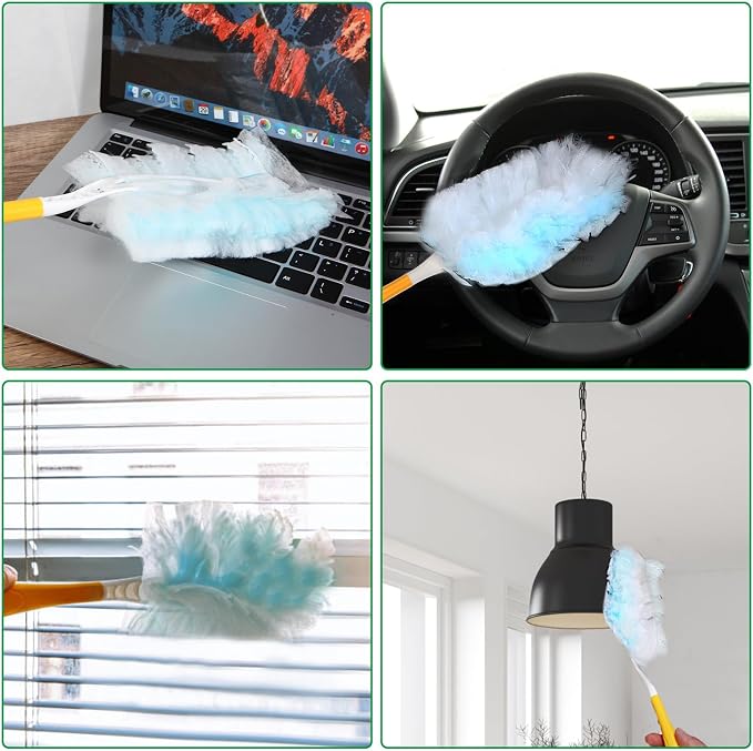 Duster Refills,Static Dust Removal Brush Disposable Replacement Head Compatible with Swiffer Duster Refills for Electronics, Furniture, Blinds, Ceiling Fans (Blue, 30 PCS)