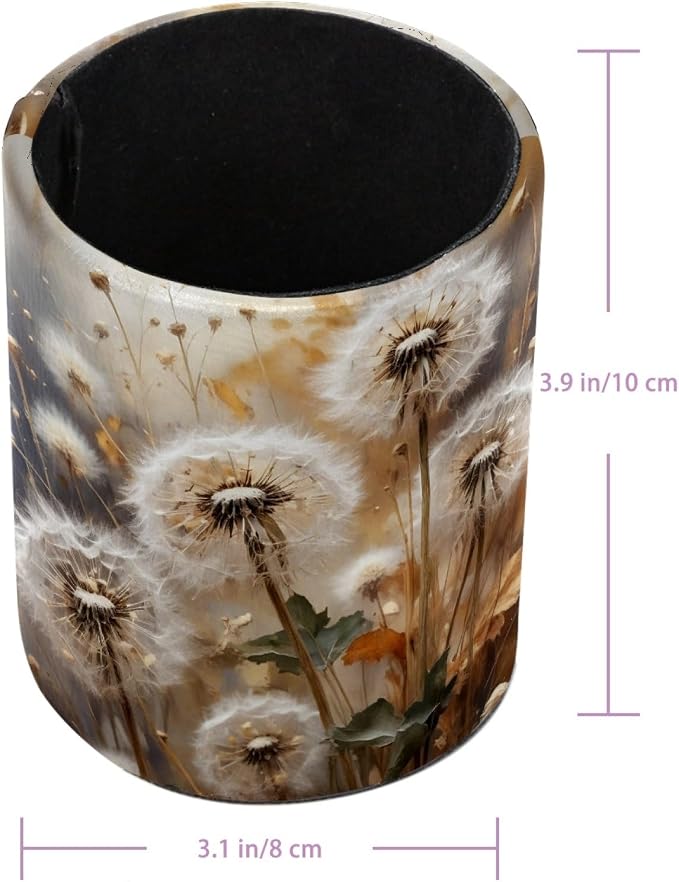 Vintage Dandelion Pen Holder Pencil Organizer for Desk, 3.1” x 3.1” x 3.9” Pencil Cup Office Supplies, Large Capacity Cute Pen and Makeup Brush Holder for Home, School, Desktop