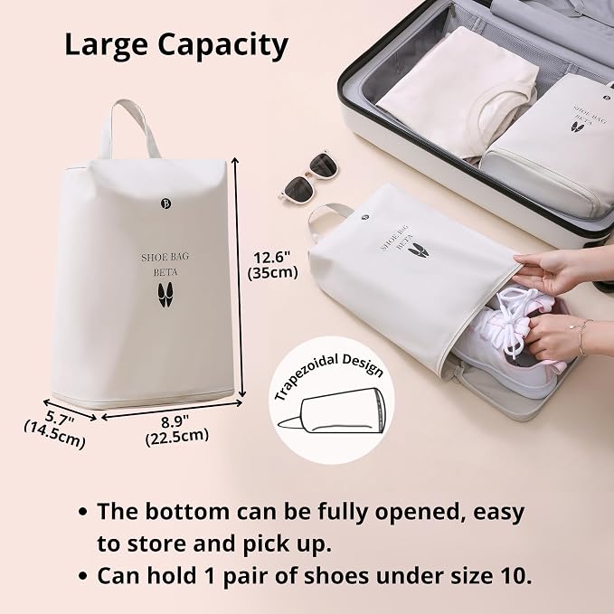 tianzong Shoe Bags for Travel, Waterproof Shoe Storage Organizer with Zipper for Men and Women (2 Pack, Pink)