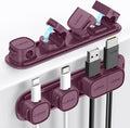 6 Pack Magnetic Cable Clips [1s Open/Lock], Cord Organizer Holder | Strong Adhesive Desk Cable Management- Organize Charging Cords Neatly for Home, Office, Car,Desk, Nightstand-Dark Purple