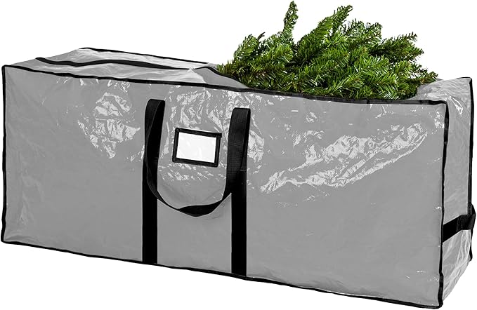 Christmas Tree Storage Bag - Stores 7.5 Foot Artificial Xmas Holiday Tree, Durable Waterproof Material, Zippered Bag, Carry Handles - Protects Against Dust, Insects and Moisture (Grey)