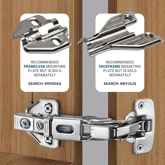 6 Pack DTC Wide Angle Corner Lazy Susan Pantry Self Closing 155 Degree Kitchen Cabinet Door Hinge C80A605, Nickel Plated Finish (Base Mounting Plate Sold Separately)
