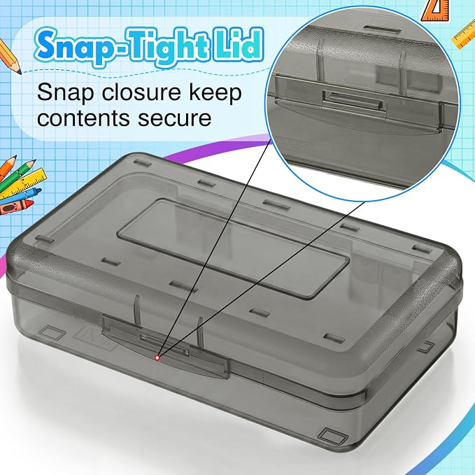 Blulu 6 Pack Large Plastic Pencil Case Box Clear Pencil Boxes Bulk Hard Crayon Box Storage with Snap Lids 8.1 x 4.7 x 2.2 Inch Painting Organizer Classroom Stationery School Supplies (Soft Color)