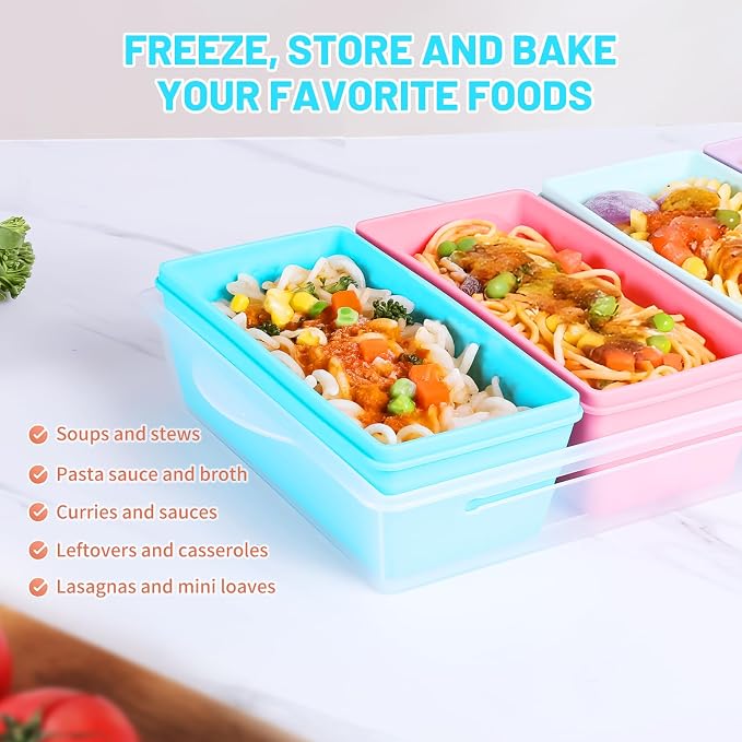 Gemice 2-Cup Silicone Freezer Molds with Lids, Individual 4-Pack | Oven & Dishwasher Safe, BPA-Free Soup Portion Cubes Trays, Freezer Containers for Food Storage