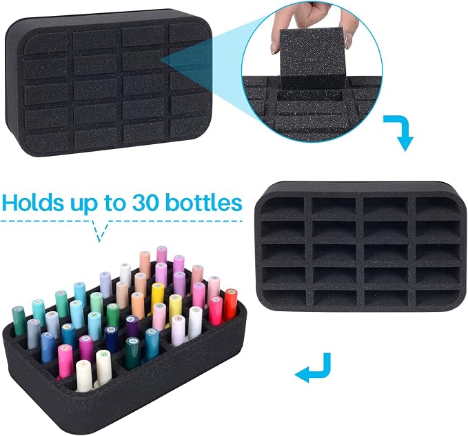 Nail Polish Organizer Holder Foam Pad DIY with 20 Slots for Storage Nail Polish or Essential Oil Tray for Drawers Black