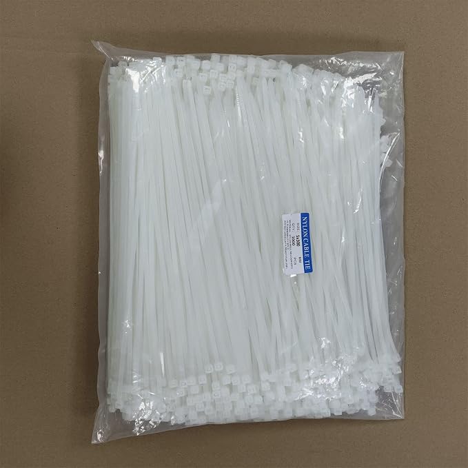 Zip Ties 1000 pcs 12 inch Cable Zip Ties Heavy Duty, Premium Plastic Wire Ties with 50 LBS Tensile Strength, UV Resistant Cable Ties, Self-Locking White Nylon Tie Straps (12 inch 1000 pcs, White)