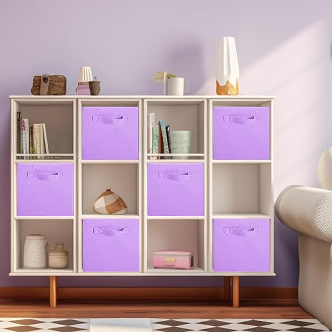 ShellKingdom Storage Bins, Foldable Fabric Storage Cubes And Cloth Storage Organizer Drawer For Closet And Toys Storage, 6 Pack (Lavender)