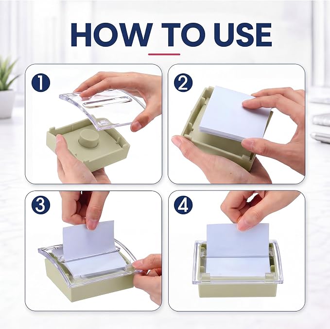 Junkin 2 Pcs Pop up Sticky Note Dispenser 3 x 3 Inch Sticky Note Holder with Transparent Top Colorful Base for School Office Home Store Desk Supplies (Beige and Green)