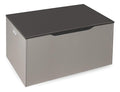 Badger Basket Flat-Top Toy Storage Chest in Grey with Charcoal Lid– Spacious, Safe Toy Box with Dual Safety Hinges and Anti-Pinch Slot