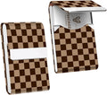 2Pack Leather Stainless Steel Business Card Holder, Metal Slim Business Card Case for Women or Men, Pocket Business Card Carrier with Prints, Magnetic Closure, RFID Blocking