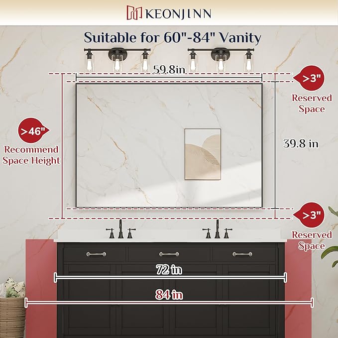 Keonjinn Brushed Nickel Bathroom Mirror 60 x 40 in Rectangle Frame Mirror for Over Sink, Rectangular Metal Framed Vanity Mirror Square Corner Aluminum Alloy Modern Silver Mirror(Horizontal/Vertical)