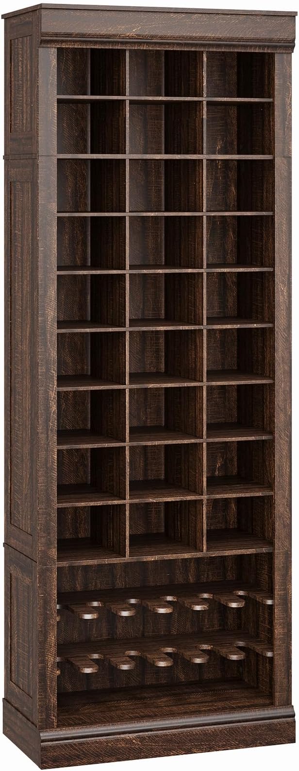 GarveeHome 10-Tier Shoe Storage Cabinet, Tall Shoe Rack with 30 Cubbies, Freestanding Entryway Shoe Organizer for Entryway, Living Room, Brown