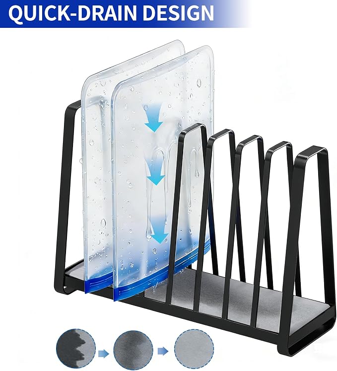 YIGII - Reusable Bag Drying Rack, Plastic Bag Holder Dryer for Ziplock, Kitchen Drying Rack for Sandwich Bags, Food Silicone Bags Holder, Built in Quickly Dry Stone