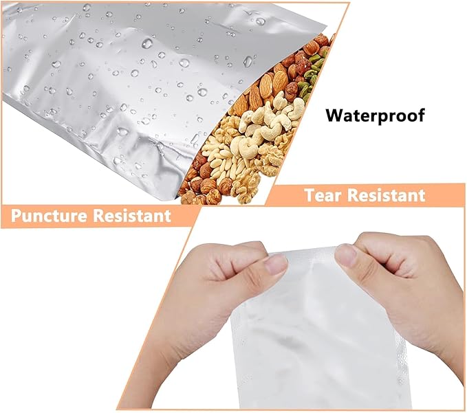 Heat Sealable Mylar Food Storage Bag,ULIFESTAR 5.5Mil Thicker Food Storage Pouches Oxygen Absorbers Vacuum Seal Airtight Packaging for Coffee Beans, Tea, Grains, etc(20 * 30cm/7.87 * 11.81'')
