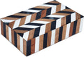 Handicrafts Home Small Decorative Storage Box with Lid Wooden Jewelry Box Trinket Box for Shelf Decor – Natural Wood Resin Inlay Marquet Cosmo Collection- 5x7x1.5