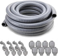 DWALE Liquid-Tight Conduit and Connector Kit,Flexible Non Metallic Liquid Tight Electrical Conduit,3/4inch 50ft Electrical Conduit Kit,with 8 Straight and 8 Angle Fittings Included,3/4 in. Dia