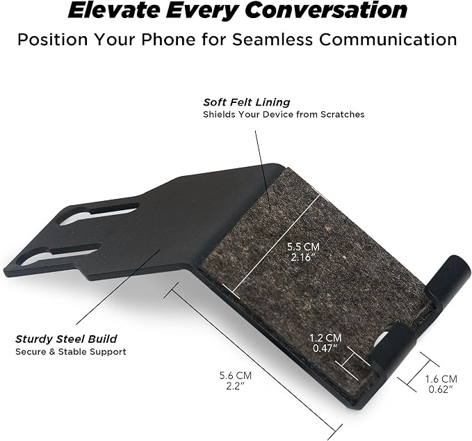 ULTRARM Moodular Phone Stand Add-On for Slide Rails, Do Not Use Alone | Accessory Only, Convenient Access, Hands-Free Viewing, Durable & Stable, Space-Saving, Metal, Felt-Liner, Black, MSA-PS