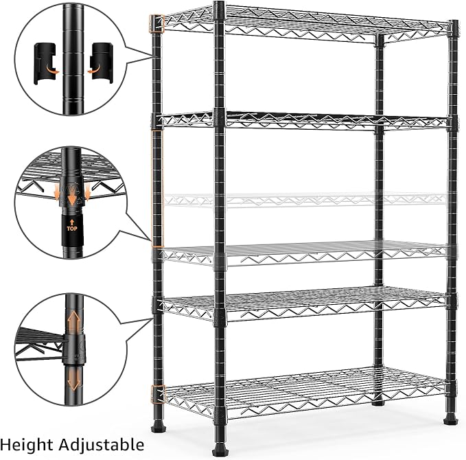 M MZG 1000 lbs Storage Shelving Steel Heavy Duty 4-Tier Utility Shelving Unit Steel Organizer Wire Rack for Home,Kitchen,Office (13.7" D x 29.5" W x 47.2" H)