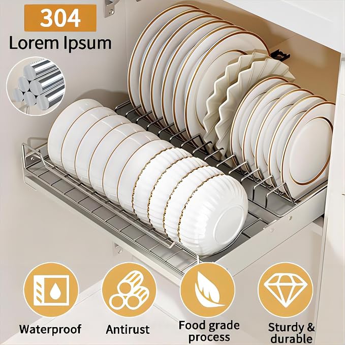 Pull Out Cabinet Organizer Fixed With Adhesive Nano Film, Heavy Duty Sliding Basket Drawer for Kitchen Under Sink, Pantry, Bathroom - 1 Pack