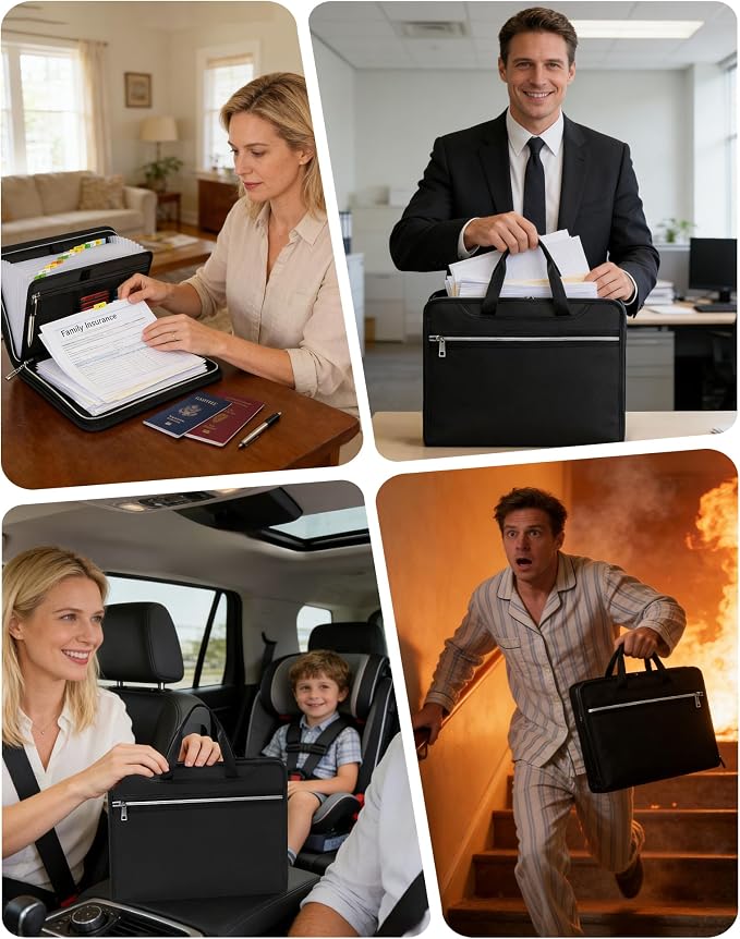 Fireproof Bag Important Document Organizer/13 Pocket Accordion File | Expanding File Folder with Labels, Safe Holder and Organizer for Birth Certificate, Paper, Receipt, Bill, etc.