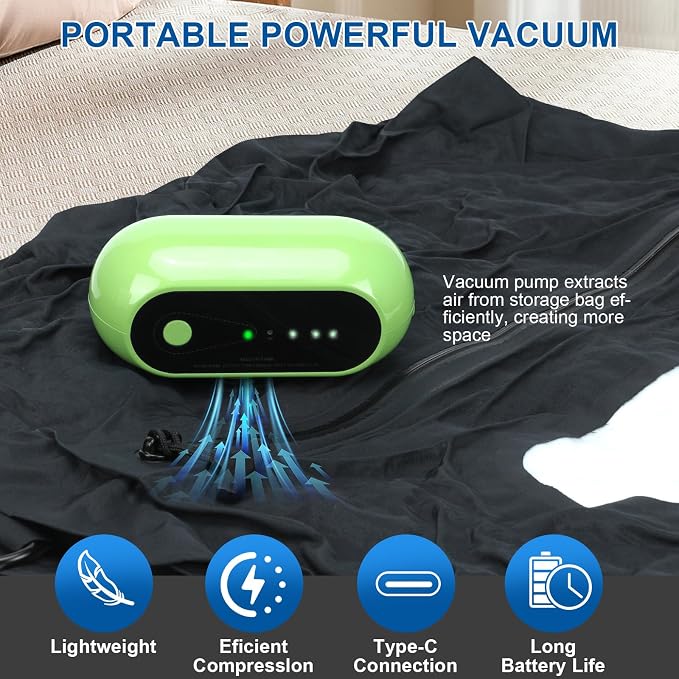 Travel Vacuum Bags with Pump, IPX7 Waterproof, Space Saver, Reusable Vacuum Bag Kit for Camping, Suitcase, Gym, Yoga, Swim, Beach