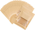 100PCS Resealable Kraft Paper Packaging Bags with Clear Window, Food Grade Heat Sealed Zipper Pouches for Coffee, Tea, Nuts, Snacks, Cookies (Kraft, 13 * 18CM/5.0"*7.1"-100PCS)