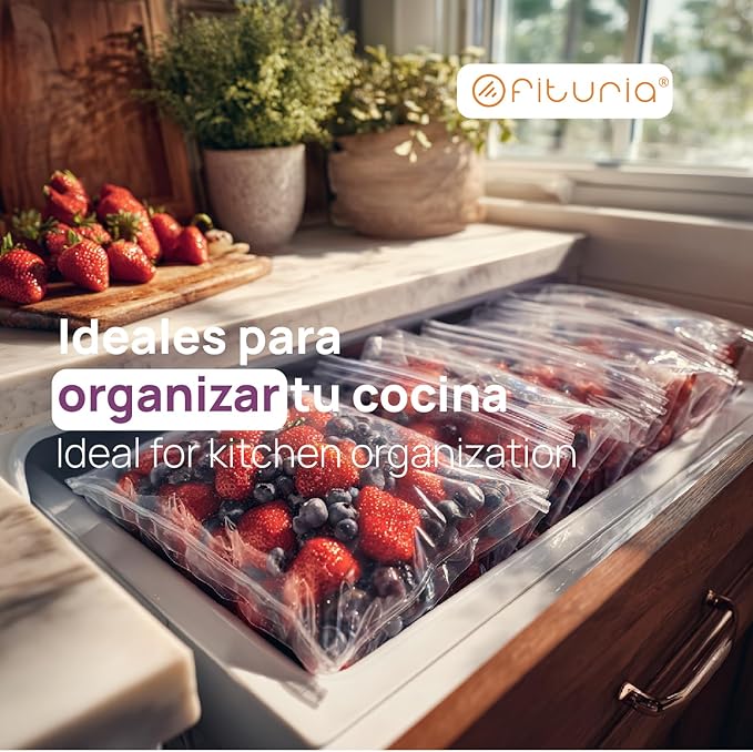 Ofituria Transparent Zip Bags 200 x 300 mm with Airtight Seal, Zip Bags for Food, Snacks, Freezing as well as Kitchen and Travel Organisation - Ofituria (200 Bags)