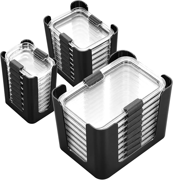 Lid Holder for Rubbermaid Brilliance Lids Organizer, 3-Pack Holds 24 Lids for Kitchen Cabinet, Drawer, Countertop Storage, Ventilated & Easy Find Lids (Black)